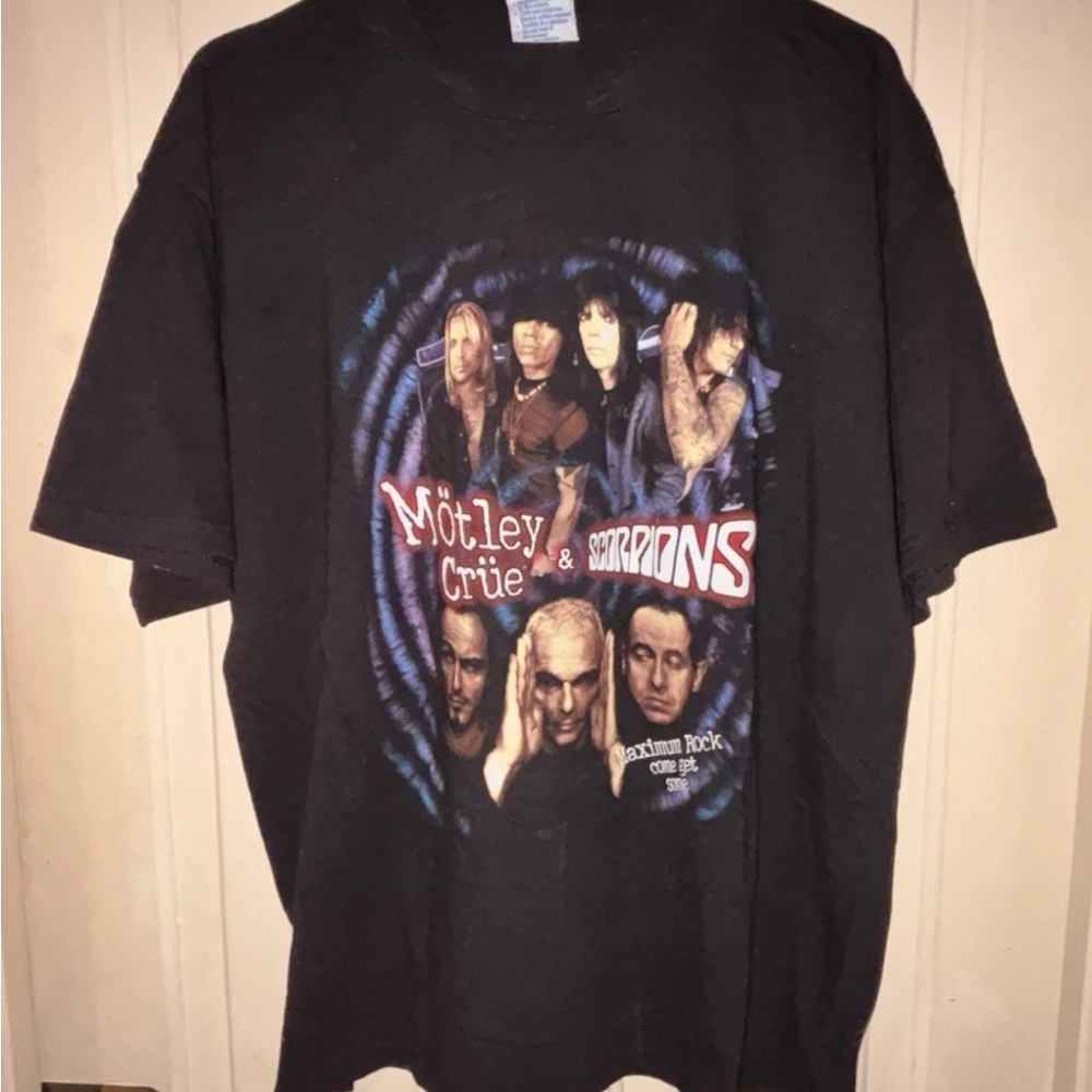 VTG 90s Maximum Rock Tour 1999 Motley Crue Scorpions Tour Band Shirt Black  XL